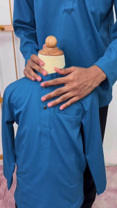 New Arrival Sempurna Baju Kurta Warna Teal Blue Slim Fit Cotton Sedondon Baju Raya - D024K Ready Stock / KD