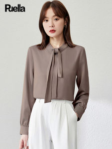 puella | Tie-neck Pure Color Versatile Simple Fashion Womens Shirt