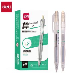 Deli เจลปากกา 0.35 มม.สอบเฉพาะกดประเภทเข็มแห้งเร็วสีดําลายเซ็น Note Book Office Study เครื่องเขียนอุปกรณ์
