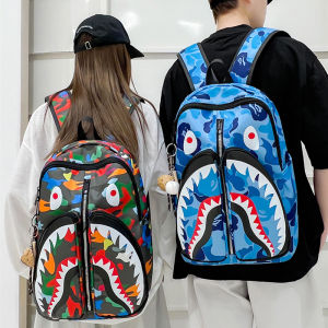 clu 2026 Shark Mouth Large Capacity Backpack Stylish Lightweight Student Schoolbag ulc