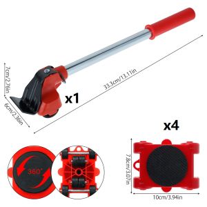 9/5pc Heavy Duty Furniture Lifter Transport Tool Mover Roller Furniture Mover Set Moving Device Lifting Helper LaborSaving Dolly
