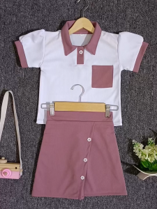 Setelan Jenie Rokcela Baju Atasan Anak Perempuan Usia 1-6 Tahun Bahan Knit Mix Crinkle