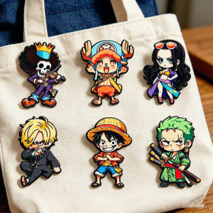Bandai | 6pcs ONE PIECE Cute Cartoon Character Brooches Set Q Version Including Monkey D. Luffy Roronoa Zoro Sanji Brook Gift for Friends
