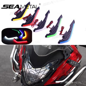 Motorcycle Winglets Motorcycle Front Side Spoiler Aerodynamic Wing set Universal Fixed Wind Wing Decoration with LED Dynamic Light 2Pcs