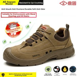 DINGGU | Mens Winter Fleece-Lined Lightweight Puncture-Proof Steel Toe & Plate Safety Shoes Wear-Resistant Work Boots
