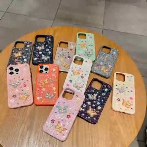 Luxury Glitter Rhinestone Colorful Gemstone Butterfly Protection Shockproof Phone Case for iphone 11 12 pro max 13 pro max 14 pro max 15 pro max 16 pro max  040