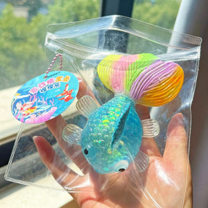 Colorful TPR Goldfish Stress Ball Glitter Slow Rising Fidget Toy Rainbow Tail Stress Relief Pinch Toy Gift Maltose Ball Squeeze