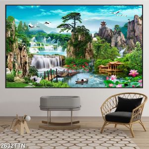 Tranh 3d Tráng Gương Sơn Thủy Hữu Tình Cao Cấp. Trang trí nhà cửaLàm quà tặng tân gia