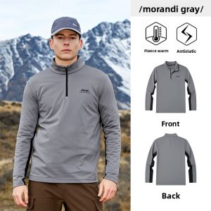 Jeep | Jeep Mens Long Sleeve T-Shirt Quick Dry Breathable Half Open Chest Knitted Sport Sweatshirt Outdoor Leisure Polyester Fiber