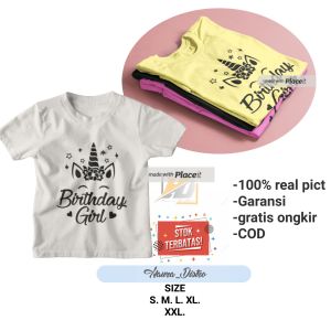 Kaos baju anak happy birthday unicorn/baju perempuan unicorn happy birthday