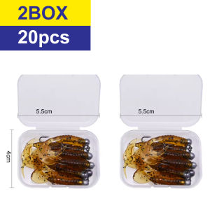 2Boxs 20pcs 4cm Artificial Lure Bait 12 Colors Set Silicone Perch Tiny Grub Worm Bait Fishing Accessory Pesca Isca for Angling