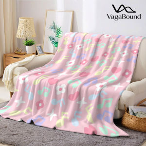 Pink Music Note Ditsy Flannel Blanket Warm Soft Halloween Christmas Decorative Couch Warm Cozy All-Season Gift
