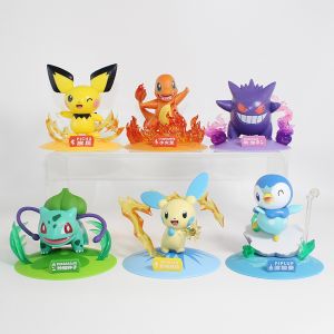 Bandai | 1/3/6PCS Pokémon Blind Box 10cm Q Version Pikachu Action Figure Gengar Figurine Collection Model Toys Halloween Christmas Gifts