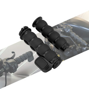 Mactions | 1" Black Motorcycle Non-Slip 25mm Rubber Hand Grips For Harley For Touring 1996-2007 For Softail 1995-2015 For Dyna 1996-2017