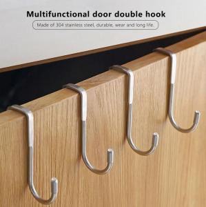 S-Shaped 304 Stainless Steel Cabinet Door Multi-Purpose Hook Towel Hanger Hat Holders Clothing Storage Racks Kitchen Bathroom