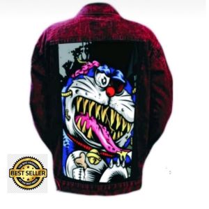 Jaket Jeans Snow Maroon Gambar Belakang Jacket Denim Sablon Printing COD