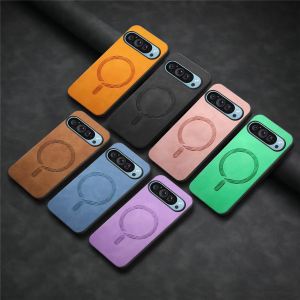 for Magsafe PU Leather Phone Case for Google Pixel 9 Pro XL Matte Magnetic Wireless Charging Cover for Pixel 7A 8A 8 7 Pro