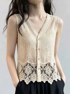 AIYITI | Bohemian Crochet Lace Openwork Vest Cardigan Womens Wear