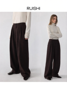 epoque de rueen | Wool Material High Waisted Slim Fit Trousers