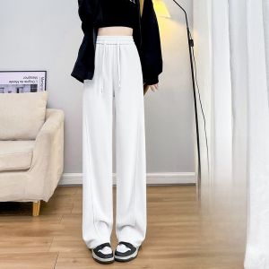 JIANGLU | Spring Autumn 2024 Womens High Waist Wide Leg Banana Pants Loose Fit Thin Straight Long Trousers Versatile Casual Plus Size