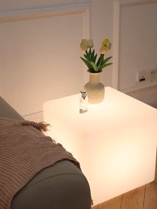 NLM Glowing Cube Square Stool LED Light Cube Seat Chair Waterproof Rechargeable Lighting Sitting Stool Multipurpose Lighting