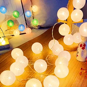 20 Cotton Ball String Fairy Night Lights USB LED Bulb Bedroom Party Decoration / Birthday Festive Atmosphere Layout