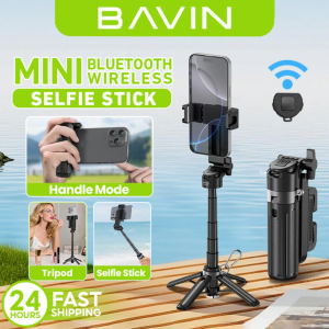 BAVIN P23 3in1 Mini Selfie Stick w/ Tripod Bluetooth 42cm Portable & Compact Wireless Camera Shutter & 360° Rotation