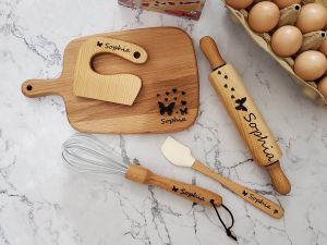 Myhbuns Butterfly Personalized Wooden Kids Baking Toy Set