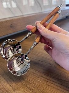 Thìa Súp Dài Tay Cầm Tròn Đầu Bằng Gỗ Linden Vàng Phong Cách Nhật Bản Cổ Điển Dùng Để Ăn Trưa Tối Và Ăn Nhẹ