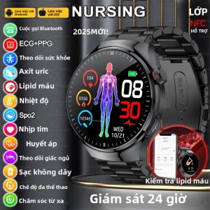 Đồng Hồ Thông Minh Theo Dõi Sức Khỏe Cấp Độ Điều Dưỡng Oxy Trong Máu Lipid Axit Uric ECG PPG Cuộc Gọi Bluetooth Theo Dõi Sức Khỏe Cho Android iOS