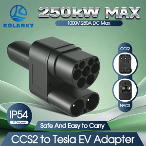 Kolanky CCS2 To Nacs AC/DC EV Adapter EV Connector For NACS Electric Vehicles Fast Charging 250KW Max Fit for Model 3/X/Y/S