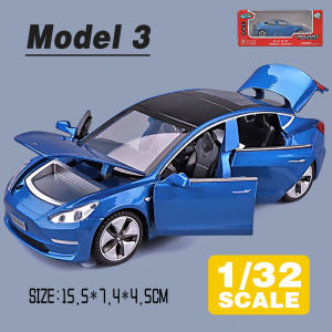 LEO 1:32 Teslaรุ่น3โลหะแบบดึงถอยหลังโมเดลรถยนต์ของเล่นสําหรับรถเด็กผู้ชายสําหรับรถเด็กของเล่นของเล่นสําหรับเด็ก