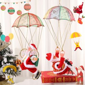 Electric Santa Parachute Tumbling Toy Kid Xmas Gift Creative Parachute Musical Toy Christmas Decor