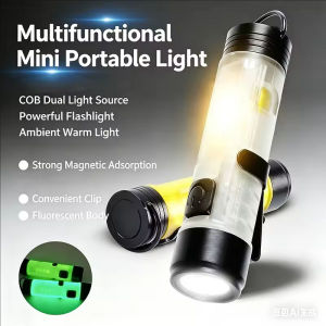 YESPERY Strong Light Pocket Mini Flashlight Magnetic Hook Keychain Light Rechargeable Cap Clip On LED Flashlight Night Emergency Light
