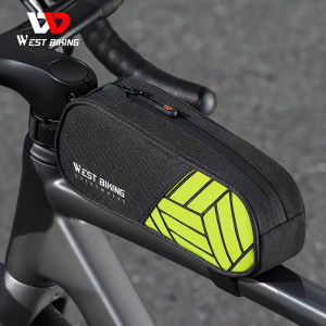 WEST BIKING Bicycle Front Frame Bag Water Repellent Fashion Bright Color Patchwork Bike Top Tube Bag Reflective Cycling Tool Bag