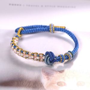 Trendy 2022 New Peach Blossom Knot Beading Bracelet Half Finished Product for Women Can Wear Pendant Hole for Bead Hole