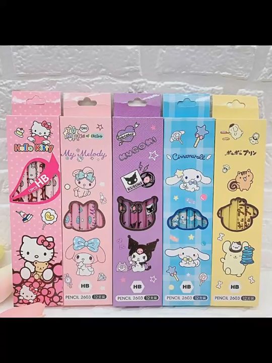 12Pcs/Set Sanrio Pencils Set Cinnamoroll My Melody Kuromi Cute Pencil ...