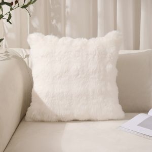 Plush Faux Rabbit Fur Pillow for Home Hotel Decor Soft Throw Pillowcase Decorative Pillow Cover for Living Room