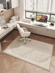 Modern Minimalist Study Room Carpet Computer Chair Mat Bedroom Floor Protection Pad Long Rectangle Polyester Fiber Stripe Pattern