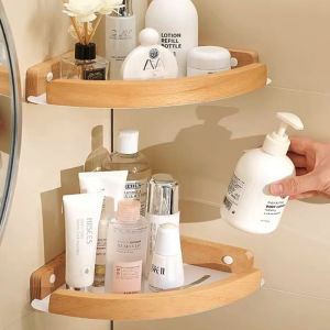Wood Aluminum Material Bathroom Shelf Organizer Corner Shelf Shampoo Storage Shelf Shower Wall Rack Corner shelf Triangular Rack