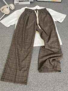 Quần Ống Đứng Kẻ Caro Mỏng Mùa Hè Cho Nam Cleanfit Rộng Rãi Thoải Mái Quần Ống Rộng Thường Ngày Thoáng Khí Polyester