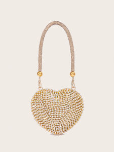 Love grain rhinestone dinner bag gold and silver shiny handbag 2024 new hot selling evening bag dance party banquet bag
