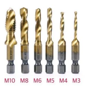 ดอกต๊าป ชุดต๊าปเกลียวชุบแข็งมีดอกเจาะในตัว ชุดดอกเจาะ ดอกสว่าน ต๊าปสกรูเกลียว ไฮสปีด ชุบไทเทเนี่ยม G3-G10 จํานวน 6 ชิ้น