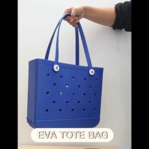 BETTERFORM Waterproof Beach Bag EVA Sandproof Tote Bag Portable Storage Bag Women Eva Foam Casual Tote Bag with Cut Out Design Waterproof Ideal for Beach Outings Shopping and Daily Matching