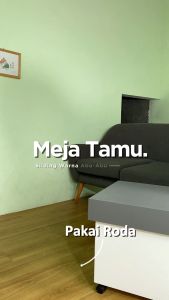 Adapta - Meja Tamu Pintu Sliding Dengan Tempat Penyimpanan - Meja Tamu kaki Roda Warna Abu - Abu