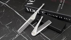 Boundless Voyage Foldable Titanium Comb Anti-Static Titanium Hair & Beard Comb Pocket Size Suitable for Men & Women Ti9011A