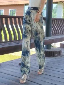 High Waist Wide Leg Pants Womens Summer New 2025 Loose Thin Print Lantern Style Artistic Long Trousers Ethnic Fashion