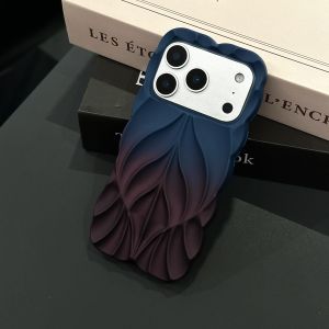3D Stereo Gradient Leaf Texture Phone Case Luxury Matte Soft Silicone Shockproof Cover For iPhone 18 17 16 15 14 Plus 13 Pro Max