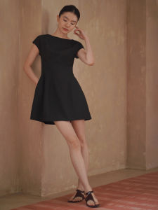 hacikis | Classic Tailoring Waist Cinching Short Style One Shoulder Simple Commuting Womens Dress