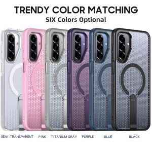 Casing Redmi A5 A7 Pro 12 13 13X 15C 14C 15C 17 K80 Pro Turbo 5 Pro Heat Dissipation Case with Stand FX-Black Compatible with MagSafe Honeycomb Slim Fit Hard PC Shockproof Protective Magnetic Cooling Phone Case